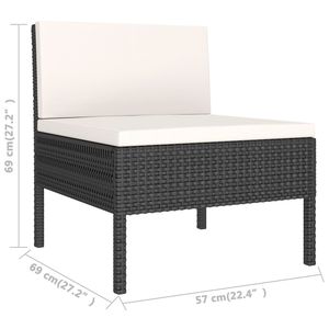 Grand ensemble de salon de jardin modulaire en rotin PE noir, mobilier d'extérieur modulaire haut de gamme - Product Image 6