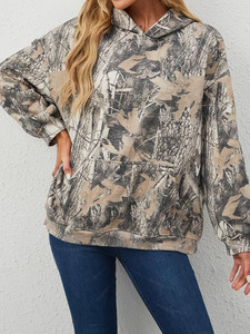 Pullover Camo Jungle Print Hoodie Sweatshirt for Women Trendy Street Fashion Heavy Drop Shoulder Tactical Tree Pattern Hoodies - Product Image 4