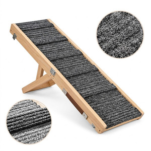 Wooden Foldable Pet Ramp With Non-Slip Gray <b>Carpet</b> For Cats Indoor Use Adjustable Wooden <b>Dog</b> Ramp - Product Image 1