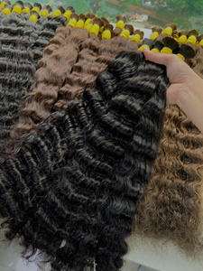 Wholesale Price 100gram Bulk Vietnamese Hair <b>Extensions</b> Super Double Drawn <b>Curly</b> Style Black Length 55cm - Product Image 3