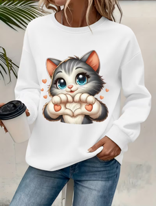 Sudadera de Invierno para Mujer, Suave, Holgada, Cuello Redondo, con Lentejuelas, Estampado de Personajes de Dibujos Animados, Hombros Caídos, Manga Larga, Tejida - Product Image 1