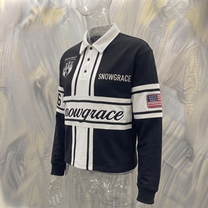 Maillot de baseball Snowgrace à manches courtes, rayé, respirant, avec logo brodé, col rabattu, coupe décontractée, unisexe - Product Image 4