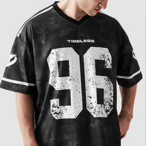 Mens <b>Oversized</b> Sports Jersey <b>T</b>-<b>Shirt</b> Number 96 <b>V</b> <b>Neck</b> Short Sleeve 100% Cotton Fleece Quick Dry Streetwear Athletic Style - Product Image 1
