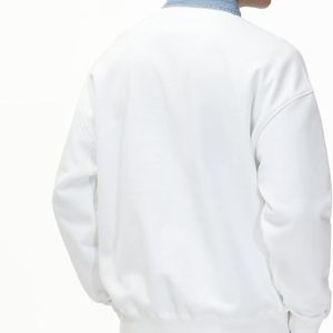 Sudadera de Algodón Grueso Blanca Lisa en Oferta, Hombros Caídos, Corte Recto, Dobladillo Elástico, Sudadera Básica - Product Image 2