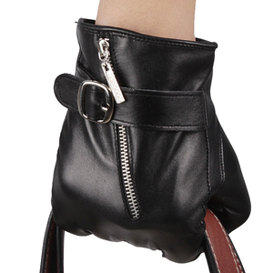 Leather Full Finger <b>Thermal</b>/Insulated Tactical <b>Gloves</b> with Adjustable Wrist Strap for Cycling and Party Use Unisex Black - Product Image 1