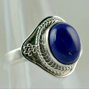 <b>Lapis</b> <b>Lazuli</b> <b>Ring</b> 925 Sterling Silver Handmade Boho Statement Promise Jewelry for Women Natural Oval Shape Gemstone Jewelry - Product Image 4