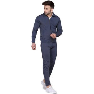 <b>Men's</b> <b>Navy</b> Blue Full Zip Tracksuit Regular Fit Solid Color Casual <b>Jogger</b> Set with Side Pockets Breathable Polyester Wear - Product Image 4
