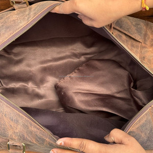 Cuero desgastado de grano completo de gran capacidad para hombres, deportes informales, equipaje de mano para exteriores, bolsa de lona de viaje con compartimento para zapatos - Product Image 6