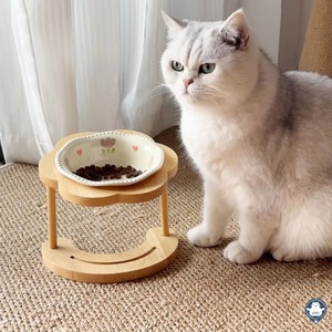 Portable Waterproof Raised Pet <b>Bowls</b> Set Bamboo <b>Stand</b> for <b>Dogs</b> & Cats Adjustable Food/Water Feeder - Product Image 5