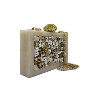 Sac de soirée pour femme Faizacraft FC-4058, design luxueux, en acier inoxydable et résine, écologique, classique, grande capacité, sac à vêtements - Product Image 6
