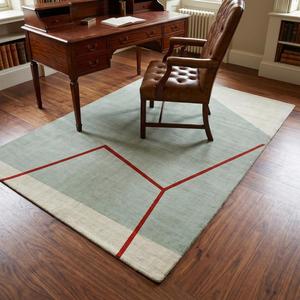 Alfombra de Lana Anudada a Mano, Diseño Floral Clásico de Lujo, Color Verde Salvia, Diseño de Bloques de Color, Pelo Plano, Alfombra Decorativa para Sala de Estar, MIRZAPUR - Product Image 5