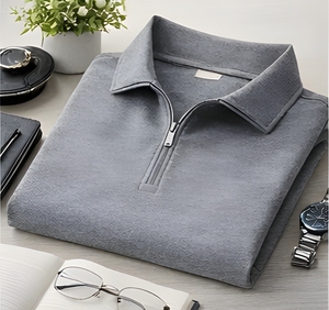 <b>Men</b>’s 100% Pique Cotton Half Zipper Polo <b>Shirt</b> 220 GSM Solid Color <b>Long</b> <b>Sleeve</b> <b>Casual</b> Wear Custom Made - Product Image 4