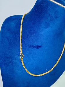 Collier fin unisexe en or jaune massif 22 carats, chaîne à maillons tubulaires et perles fantaisie, or véritable 916 marqué, bijoux raffinés - Product Image 3