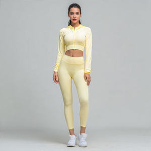 <b>Yoga</b> Wear <b>Jacket</b> Compression Leggings Women 2 Piece Set 100% Polyester Athletic Workout Two Piece Set Women's - Product Image 2