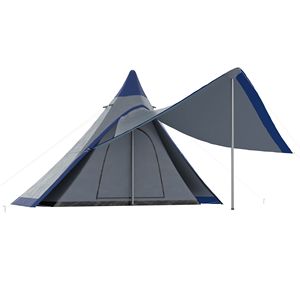 Tienda de campaña tipi azul con porche, fácil de instalar, para 2-3 personas, ideal para senderismo al aire libre - Product Image 5