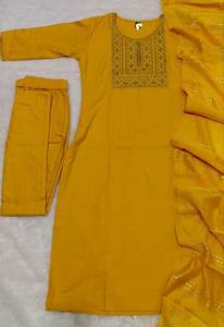 Tejido Elegante: Traje de Algodón Slub Premium con Rico Trabajo Jacquard - Product Image 3