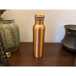 Satin <b>Brushed</b> Copper Luxury Water <b>Bottle</b> Slim Leakproof Handcrafted Reusable Eco-Friendly Drinking <b>Bottle</b> with Copper Cap - Product Image 6
