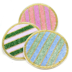 Durable Eco-Friendly <b>Beaded</b> Glass Cocktail <b>Coasters</b> Modern Home Accent with Cut Technique for Special Occasions - Product Image 4