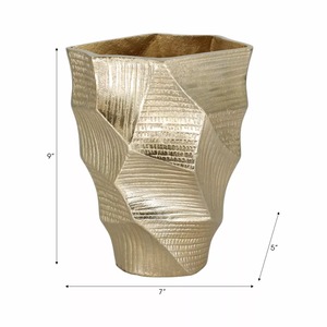 Jarrón de Mesa Contemporáneo Smoke Bloom, Hecho a Mano, Acabado Dorado, Diseño Geométrico, Pieza de Arte Decorativa - Product Image 6