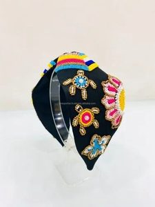 Bandeaux roses de luxe pour bébés filles, broderie florale 3D, perles, sequins, détails perlés, écologiques, ajustables, unisexe, pour la vie quotidienne - Product Image 6