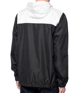 New Design <b>Men</b> Pullover Custom Made Black <b>White</b> Windbreaker <b>Jacket</b> - Product Image 4