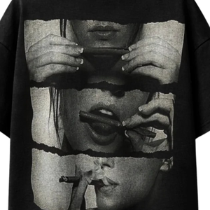 Camiseta Negra Extra Grande de Algodón, Diseño Vintage con Estampado Facial, Unisex, Ecológica, Transpirable, de Secado Rápido, Cuello Redondo, Estilo Urbano para Hombre - Product Image 5