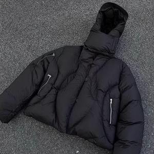Veste d'hiver personnalisée pour hommes, coupe-vent, noire, streetwear, doudoune matelassée, manteau en duvet épais - Product Image 3