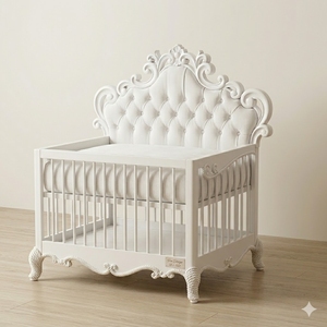 Cuna de madera de caoba tallada, muebles para habitación infantil hechos a mano en Indonesia - Product Image 1