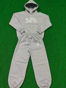 Winter Custom Logo Track Suits French Terry Hoodie Set Mens <b>Blank</b> Heavy <b>Weight</b> Thick Fleece Cotton Oversized Tracksuits for Men - Product Image 4