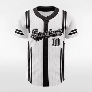 Maillot de baseball personnalisé sublimé unisexe à manches courtes en polyester respirant toutes saisons coupe classique rayé blanc et noir 10 - Product Image 2