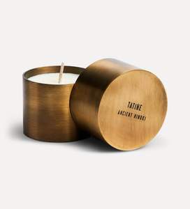 Bougie parfumée en cire de soja dans un pot en métal ambre noir et blanc, écologique, faite à la main, avec couvercle en bois, pour les fêtes et la fête des pères - Product Image 3