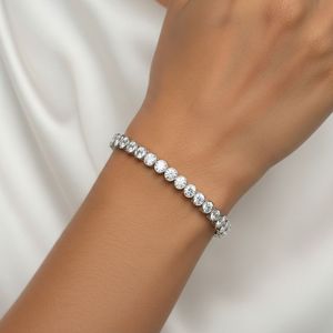 7.00CTW Oval Cut Diamond Tennis Bracelet Bezel Set Solid Gold Elegant Link Chain Jewelry Anniversary Gift for Women and <b>Men</b> - Product Image 2