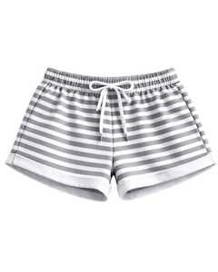 Conjunto de Top Corto y Pantalones Cortos a Rayas Grises y Blancas para Mujer, Estilo Casual de Verano, Dos Piezas, Cintura Elástica, Ropa de Salón, Ropa Urbana, OEM - Product Image 3