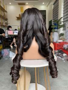 Venta al por mayor de pelucas mágicas hinchables cabello Remy indio vietnamita cabello virgen 100% cabello humano sin procesar máquina de doble trama hinchable rizado - Product Image 3