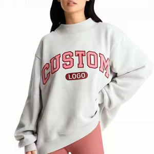 Sweat-shirt streetwear pour femme, col montant, personnalisé avec logo, doublure polaire, coupe oversize, broderie, idéal pour l'hiver - Product Image 1