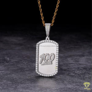Collar Premium con Colgante de 100 Símbolos, Diamante Cultivado en Laboratorio, Diseño Rectangular, Estilo Hip Hop, Joyería Brillante - Product Image 3