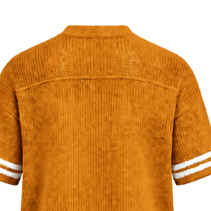 Camiseta Deportiva Personalizada Color Naranja Mostaza, Cuello en V, Tejido de Punto, Manga Corta, Rayas, Transpirable, Informal, Holgada, para Equipos Deportivos - Product Image 6