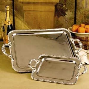 Plateau carré de luxe doré avec poignées décoratives, plateau de service décoratif écologique pour la maison, les fêtes et les événements - Product Image 2
