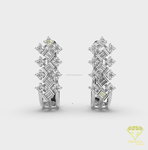 Elegant Baguette Moissanite Diamond Hoop Earrings Gold <b>Huggie</b> Earrings Luxury Wedding Jewelry For Women - Product Image 5