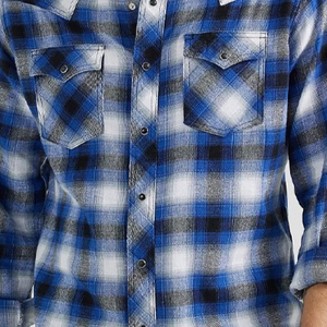 เสื้อเชิ้ตแขนยาวลายสก็อตสีน้ำเงินสำหรับผู้ชาย ผ้าฝ้าย 100% ระบายอากาศได้ดี เหมาะสำหรับใส่ในฤดูใบไม้ร่วง - Product Image 2