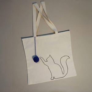 Reusable <b>Large</b> Cotton Canvas Tote <b>Bag</b> with Cat Silhouette Design Webbing Handle & Custom Logo-<b>Gift</b> <b>Bag</b> for Shopping - Product Image 1