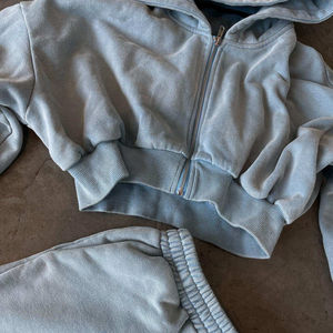 Produits tendance : Ensemble de survêtement court et décontracté pour femme, 100 % coton, chaud pour l'hiver, 2 pièces - Product Image 5