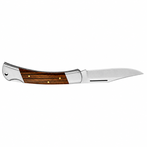 Navajas Plegables con Mango de Madera Marrón y Hoja Plateada con Punta, Empuñaduras Metálicas y Pernos de Latón para Camping, Actividades al Aire Libre y Tareas Utilitarias - Product Image 6
