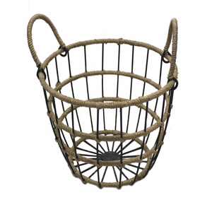 Home Goods <b>Wire</b> <b>Basket</b> with Rope Handle, Woven <b>Wire</b> <b>Basket</b>, <b>Storage</b> <b>Basket</b>, Kitchen <b>Basket</b>,handmade jute woven <b>basket</b> - Product Image 1