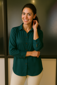 Chemise boutonnée élégante en polyester bleu sarcelle et vert citron pour tenue décontractée semi-formelle, tailles homme M L XL XXL - Product Image 2