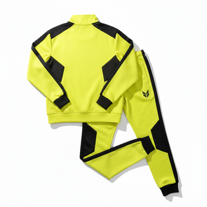 Mens Heavy weight Panel Tracksuit <b>Zip</b> <b>Up</b> <b>Jacket</b> Jogger Set Contrast Color Streetwear Training Sports Suit Custom Logo OEM - Product Image 3