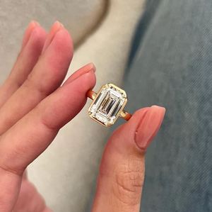 5.0 CT <b>Emerald</b> Cut Lab Grown Diamond 14K Gold Solitaire Engagement <b>Ring</b> Luxury Wedding Gift - Product Image 5