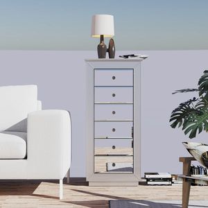 Armadio Portagioie Argentato a Specchio con 6 Cassetti e 16 Ganci per Collane, 2 Ante Laterali a Battente - Product Image 3