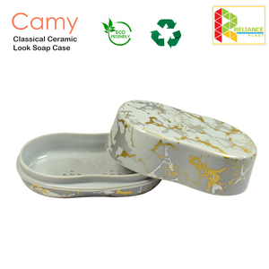 Porte-savon en plastique avec couvercle, porte-savon de salle de bain, accessoire de bain côtelé - Product Image 6