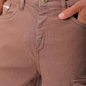 Shorts cargo en jean pour homme, taille mi-haute, marron, en coton, style décontracté d'été, tissu respirant, poches - Product Image 6